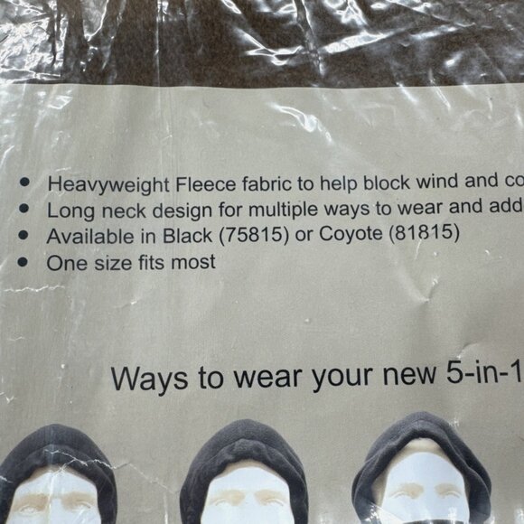Cold Weather Adjustable Fleece Balaclava Hood Coyote 5 in 1 One Size Winter NEW - Picture 7 of 7